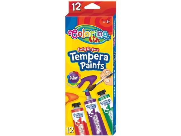 COLORINO KIDS TEMPERA PAINTS IN TUBES OF 12 COLORS 12 ML