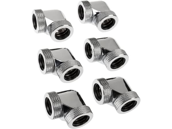 Raijintek RAIJINTEK Anschluss PELIAS D160906, 16mm, 90 Grad Adapter - 6er-Pack, sølv