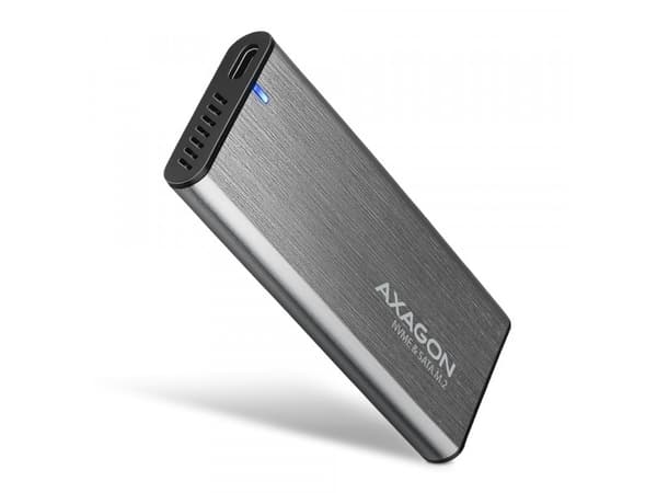 AXAGON EEM2-SG2 RAW BOX eksternt kabinett for M.2 SSD-er USB-C 3.2 Gen 2 - sølv Grå