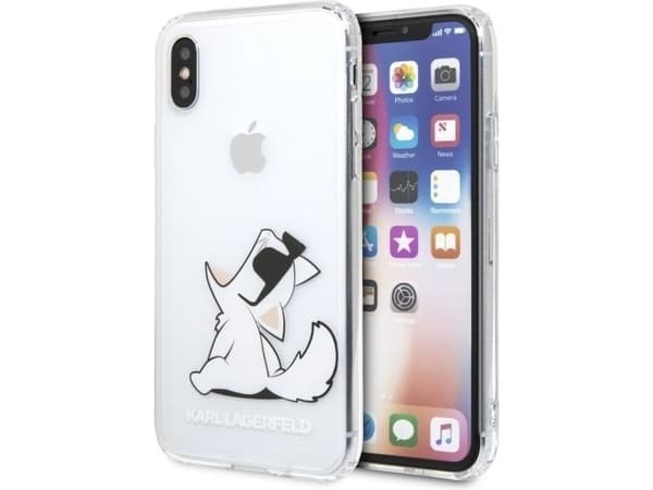 Alkuperäinen etupaneeli tapauksessa Karl Lagerfeld KLHCPXCFNRC iPhone X/Xs läpinäkyvästä