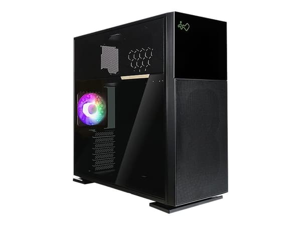 IN WIN 5 Series 515 - Mid tower - utökad ATX - genomskinlig sidopanel (härdat glas) - ingen strömförsörjning (ATX12V/ PS/2) - svart - USB/ljud Svart