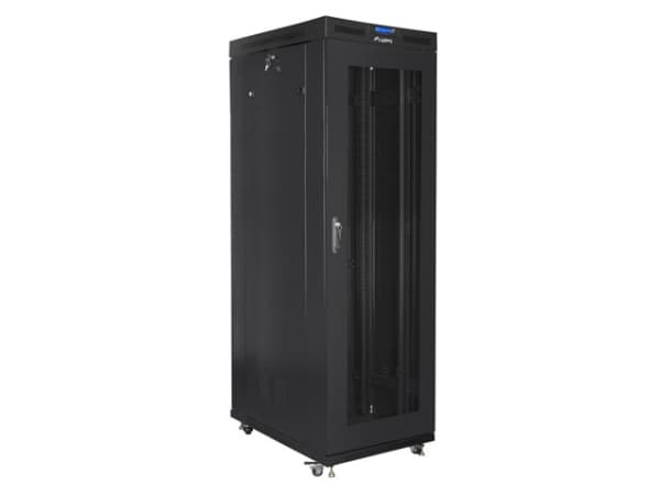 Lanberg FF01-8037-23BL, Itseseisova teline, 37U, 800 kg, Näppäinlukko, Kotelon kiskot, Säädettävät jalat