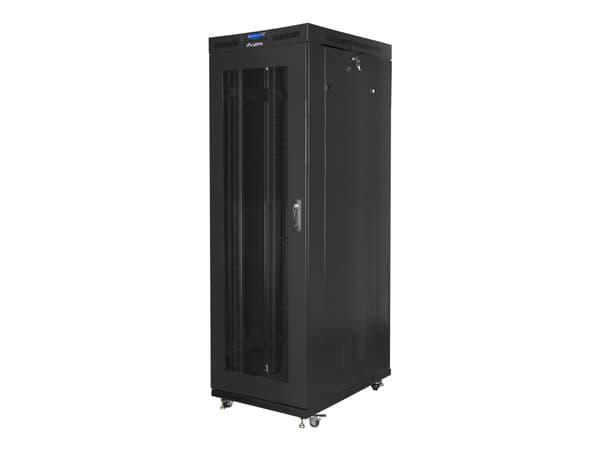 Lanberg FF01-8037-23BL, Itseseisova teline, 37U, 800 kg, Näppäinlukko, Kotelon kiskot, Säädettävät jalat