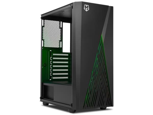 NOX Hummer Frost - - genomskinlig sidopanel (härdat glas) - ingen strömförsörjning - USB/ljud Svart
