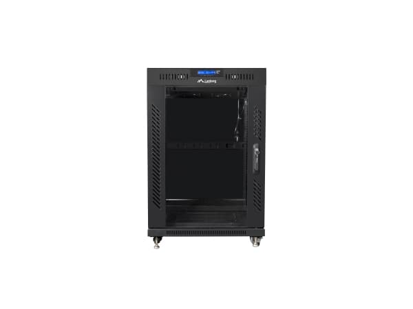 Lanberg FF01 series - Rack skap - 800 x 1000, flat pack, with glass door, LCD - med 6 kjølevifter, LCD-skjerm, termostat - fritt stående - svart, RAL