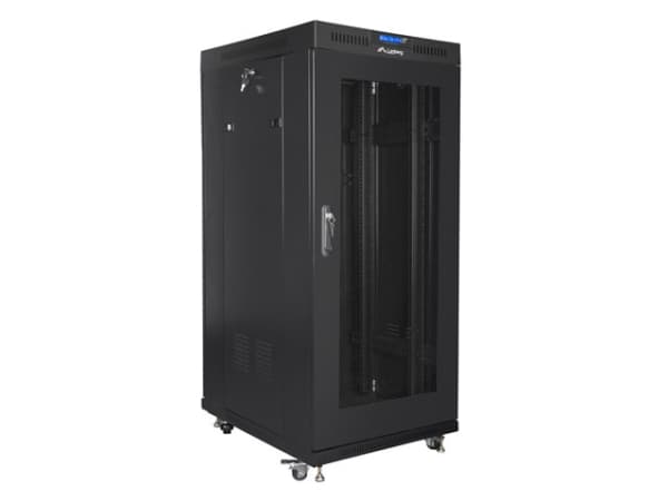 Lanberg - Rack skåp - med 4 kylfläktar, skärm - svart, RAL 9004 - 15U - 19"
