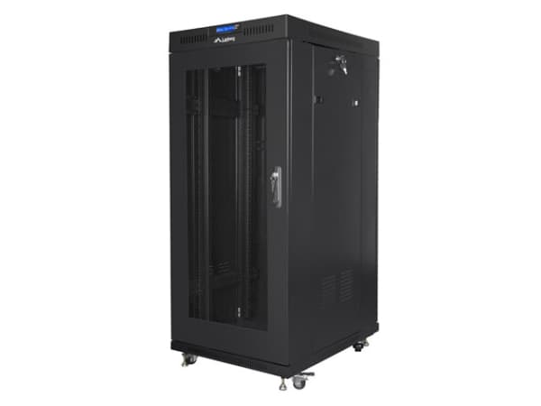 Lanberg - Rack skåp - med 4 kylfläktar, skärm - svart, RAL 9004 - 15U - 19"