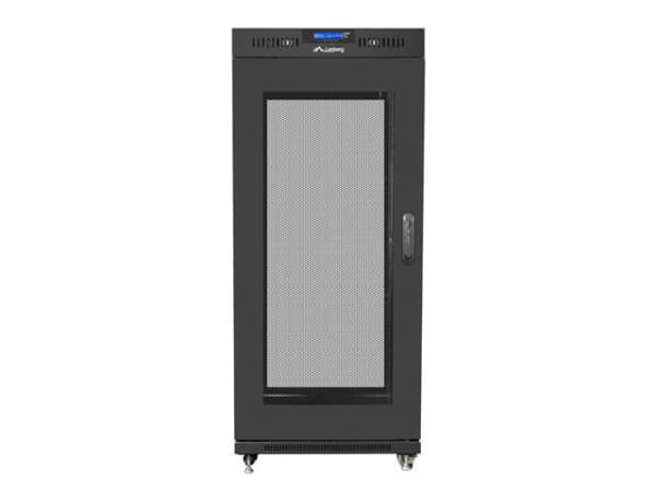 Lanberg - Rack skåp - med 4 kylfläktar, skärm - svart, RAL 9004 - 15U - 19"