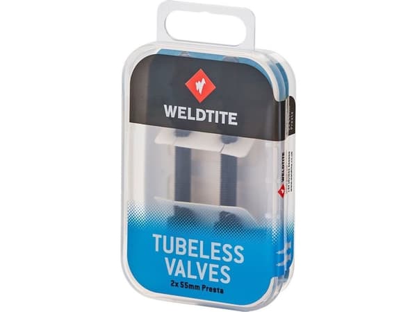 Weldtite WELDTITE TUBELESS VALVE KIT 2 x 55mm Presta valve set (box) (NEW)