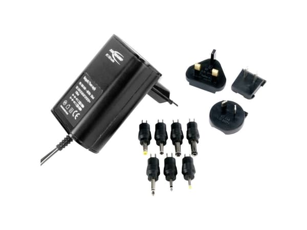 Ansmann APS 1500 Traveler - 3-12V universal strømforsyning for strøm til mange små elektriske enheter. Spenningsstabilisert og kortslutningssikker (5
