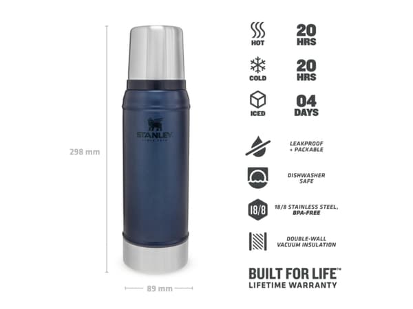 Stanley 10-01612-041, 0,75 l, Blå, Rostfritt stål, 20 h, 20 h, Camping
