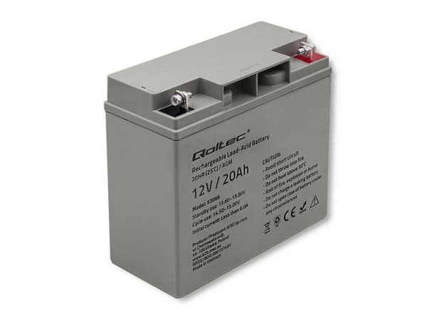 Qoltec AGM batteri | 12V | 20Ah | maks. 300A