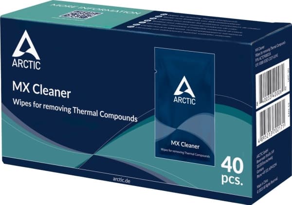 ARCTIC MX Cleaner, Rengöringsmedel för termiskt fett, CPU, Kylfläns, 40 styck, 52 mm, 147 mm, 82 mm
