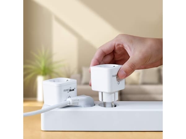GreenBlue WiFi fjärrstyrt eluttag, Android/iOS/Alexa/Google Home, energiförbrukning, timer, max Energi, timer, max 3680W, typ F, GB720 F