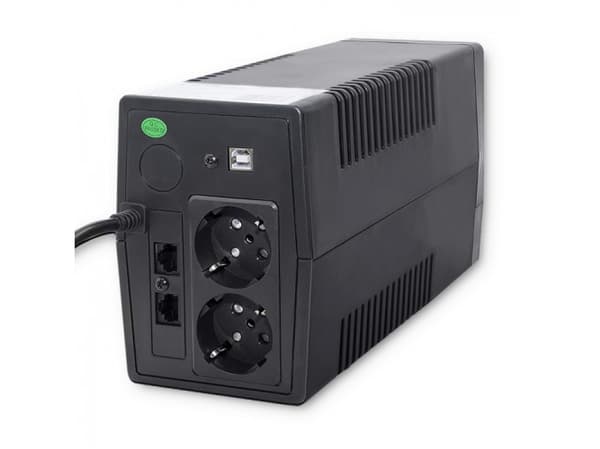 Qoltec Monolith - UPS - AC 140-300 V - 600 Watt - 1000 VA - 9 At - USB - utgangskontakter: 2 - svart