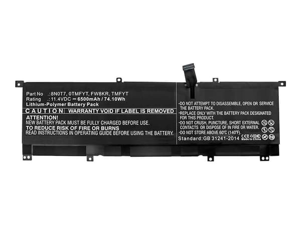 CoreParts - Batteri til bærbar PC - litiumion - 6500 mAh - 74 Wh - svart - for Dell Precision 5530 2-in-1; XPS 15 9575 2-in-1