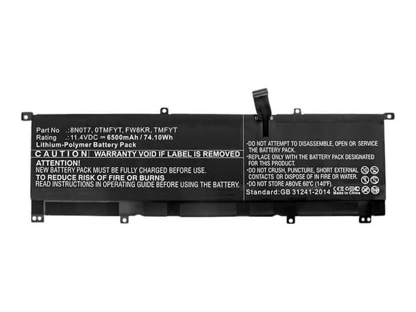 CoreParts - Batteri til bærbar PC - litiumion - 6500 mAh - 74 Wh - svart - for Dell Precision 5530 2-in-1; XPS 15 9575 2-in-1