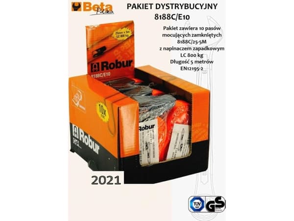 BETA FESTEBELTE 750kg/5,0m/25mm DISPLAYER/10stk