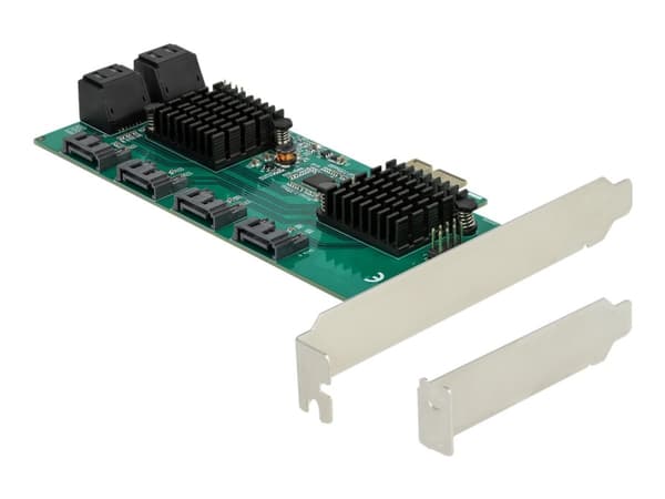 Delock - Lagringskontroller - SATA 6 Gb/s - lav profil - PCIe 2.0 x1 Sort, Grønn, Grå