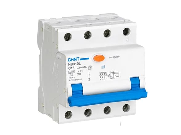 Chint Chint Strømbryter RCBO, NB310L/3N, 3P+N, C32, 30mA, A, 6kA NB310L3PN30MAA32C