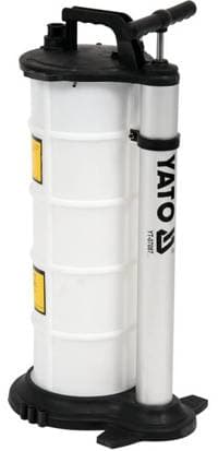 Yato YT-07087, Handpump för oljebyte, 9 l, 5 mm, 6 mm, 1 krok/-ar, Vit