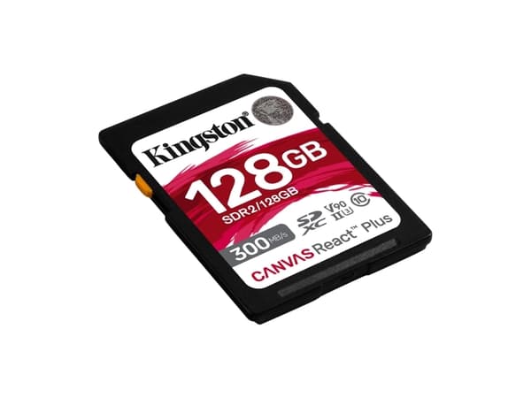 Kingston Canvas React Plus - Flash-minneskort - 128 GB - Video Class V90 / UHS-II U3 / Class10 - SDXC UHS-II
