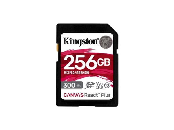 Kingston Canvas React Plus - Flashminnekort - 256 GB - Video Class V90 / UHS-II U3 / Class10 - SDXC UHS-II