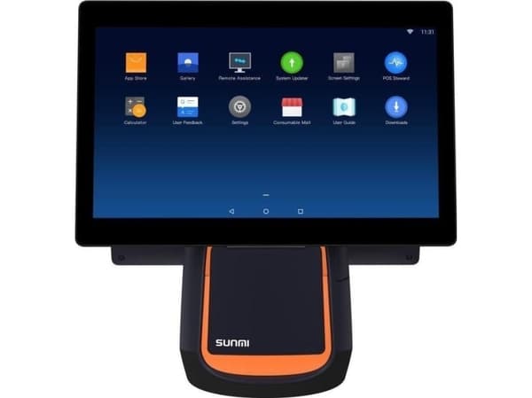 Sunmi T2s, 39,6 cm (15,6"), VFD, Android, svart, orange POS-system, detaljhandel, pekskärm, kapacitiv, 39,6 cm (15,6"), upplösning: 1920x1080 pixlar,