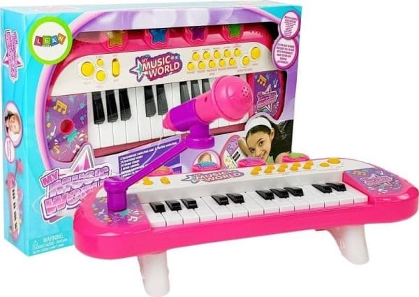 Lean Sport Keyboard Piano 24 Taster USB Mikrofon Rosa