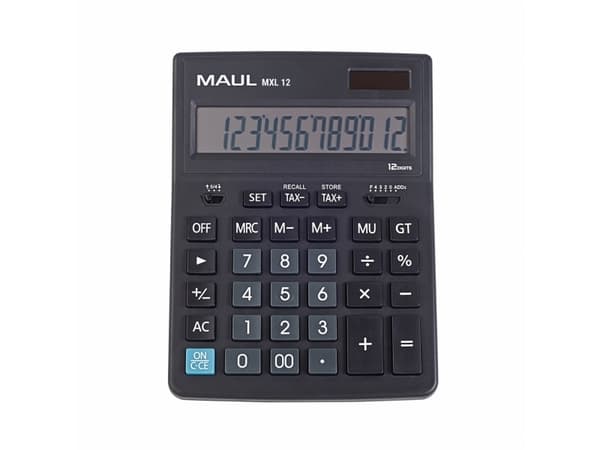 MAUL MXL 12, Desktop, Skjerm, 12 sifre, 1 linjer, Batteri, Sort Sort