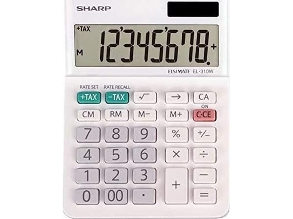 Sharp EL-310W, Skrivbord, Finansiell, 8 siffror, 1 linjer, Batteri/solcell, Vit