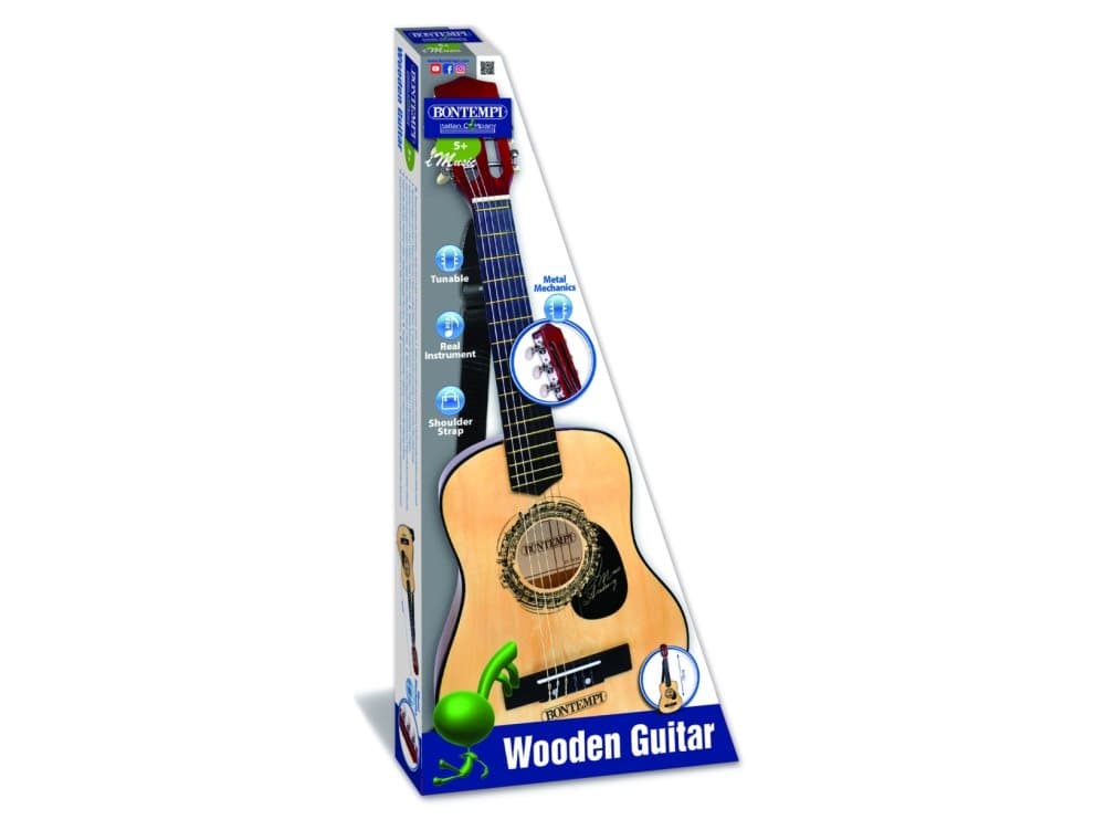 Bontempi Wooden Guitar with 6 strings, Toy musical toy, Gitarr, 3 År, Multifärg