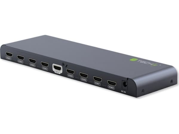 Techly IDATA HDMI2-4K8, HDMI, 8x HDMI, 3840 x 2160 pixlar, Svart, Gjuten aluminium, 4K Ultra HD