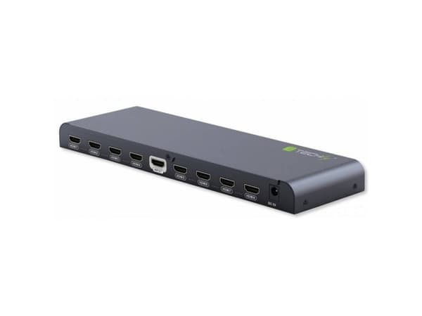 Techly IDATA HDMI2-4K8, HDMI, 8x HDMI, 3840 x 2160 pixlar, Svart, Gjuten aluminium, 4K Ultra HD
