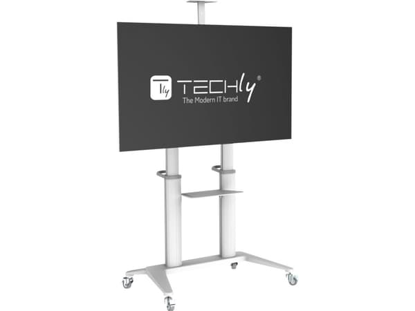 Techly ICA-TR49W, Multimediakärry, Valkoinen, Alumiini, Muovi, Terästä, Litteä paneeli, 140 kg, 5 kg