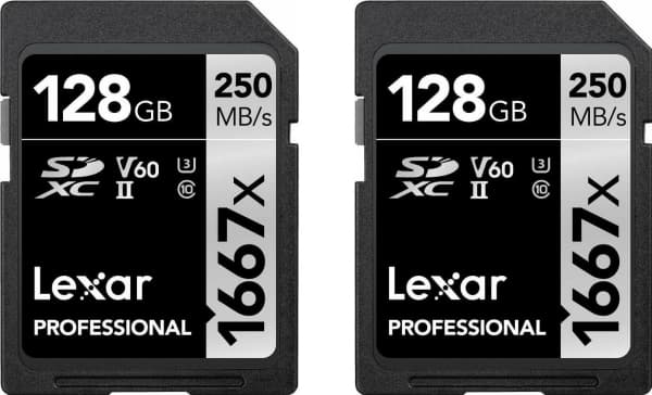 Lexar Professional SILVER series - Flash-minneskort - 128 GB - Video Class V60 / UHS-II U3 / Class10 - 1667x - SDXC UHS-II (paket om 2)