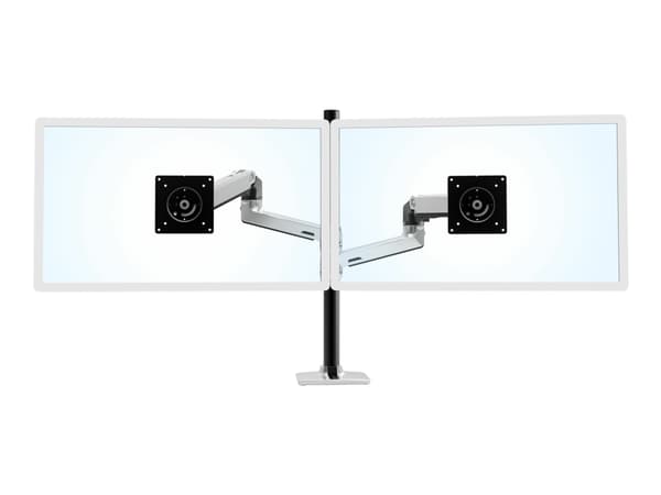 Ergotron LX - Monteringssats (dubbel staplingsarm, hög pelare) - för 2 LCD-bildskärmar - aluminium, stål - polerat aluminium med svarta accenter - sk Gjuten aluminium