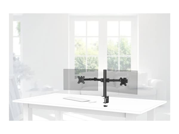 Hama - Monteringssats (2 justerbara armar) - fullständig rörelse - för 2 monitorer - svart - skärmstorlek: 13"-35" - disk-monteringsbar Svart