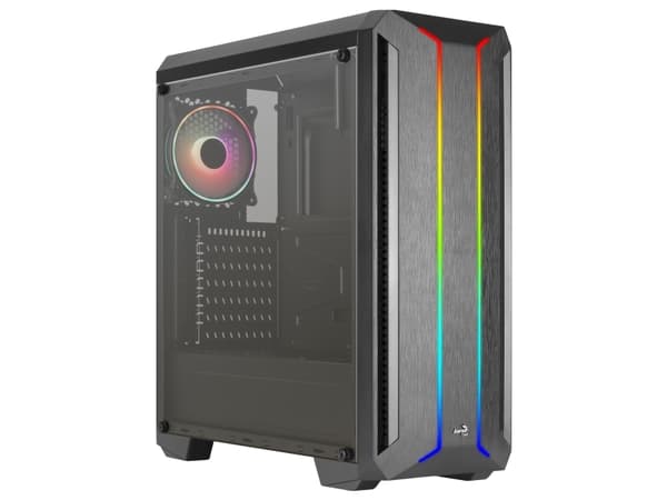 AeroCool Skyline ARGB - Mid tower - ATX - genomskinlig sidopanel (akryl) - ingen strömförsörjning (ATX) - svart - USB/ljud
