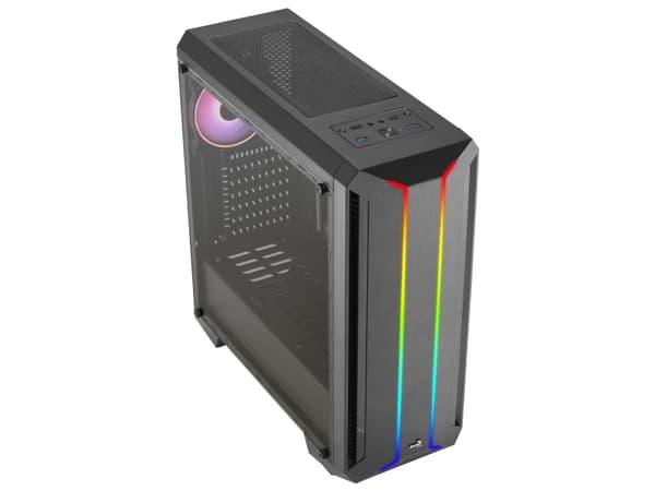 AeroCool Skyline ARGB - Mid tower - ATX - genomskinlig sidopanel (akryl) - ingen strömförsörjning (ATX) - svart - USB/ljud