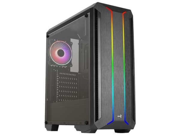 AeroCool Skyline ARGB - Mid tower - ATX - genomskinlig sidopanel (akryl) - ingen strömförsörjning (ATX) - svart - USB/ljud
