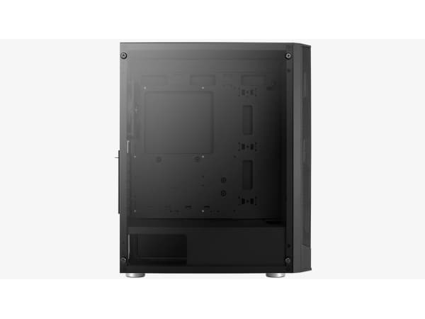 AeroCool Prism - Mid tower - ATX - genomskinlig sidopanel (härdat glas) - ingen strömförsörjning (ATX) - svart - USB/ljud