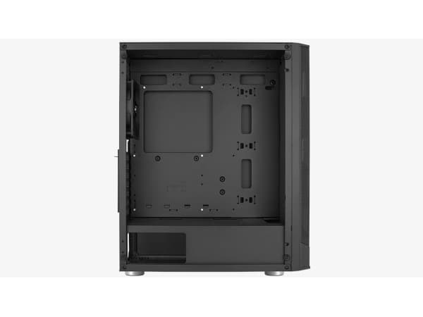 AeroCool Prism - Mid tower - ATX - genomskinlig sidopanel (härdat glas) - ingen strömförsörjning (ATX) - svart - USB/ljud