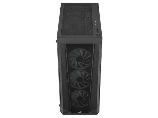 AeroCool Prism-G-BK-v3 - Mid tower - ATX - genomskinlig sidopanel (härdat glas) - ingen strömförsörjning (ATX) - svart - USB/ljud
