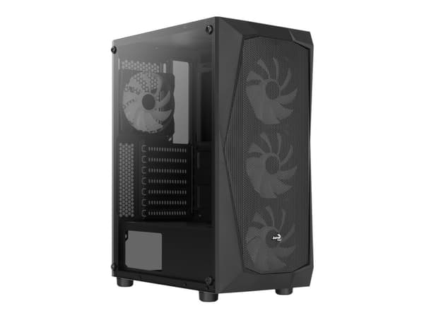 AeroCool Falcon ARGB - Mid tower - ATX - genomskinlig sidopanel (härdat glas) - ingen strömförsörjning (ATX) - svart - USB/ljud