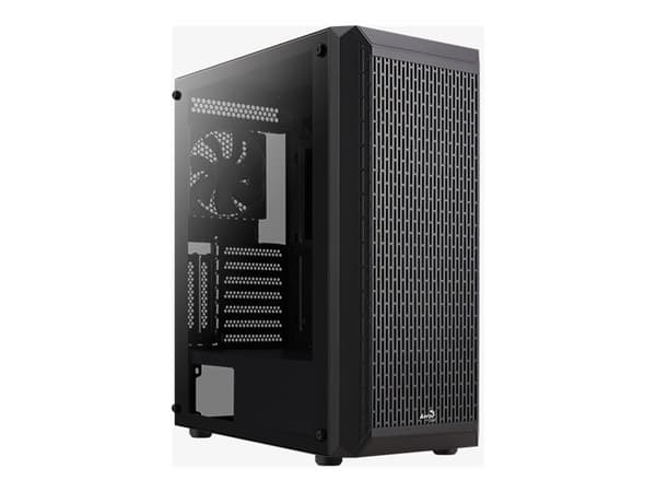 AeroCool Beam - Mid tower - ATX - genomskinlig sidopanel (härdat glas) - ingen strömförsörjning (ATX) - svart - USB/ljud Svart