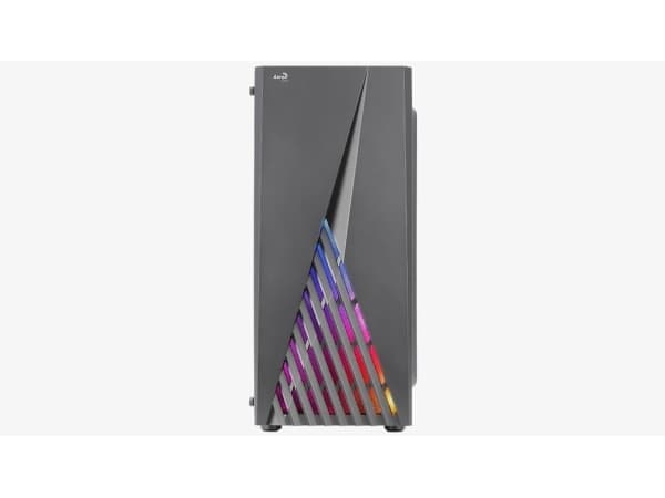AeroCool Delta - Mid tower - ATX - genomskinlig sidopanel (härdat glas) - ingen strömförsörjning (ATX) - svart - USB/ljud