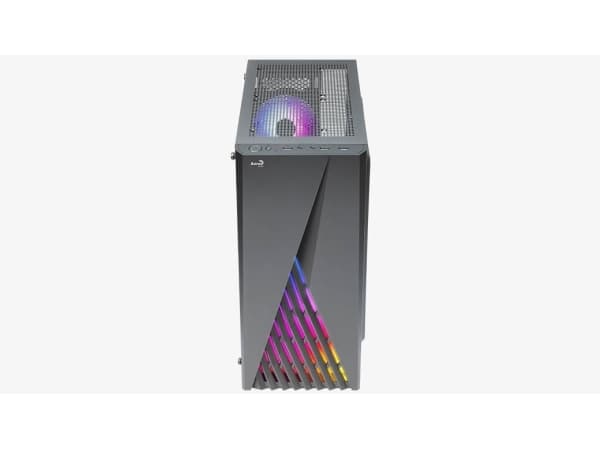 AeroCool Delta - Mid tower - ATX - genomskinlig sidopanel (härdat glas) - ingen strömförsörjning (ATX) - svart - USB/ljud