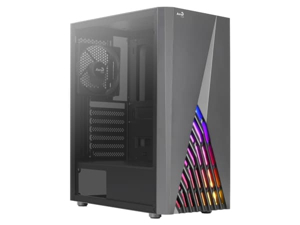 Aerocool PGS Delta - Mid tower - ATX - genomskinlig sidopanel (akryl) - ingen strömförsörjning (ATX) - svart - USB/ljud