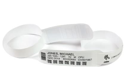 Zebra Z-Band UltraSoft RFID LR - Hvit - 25.4 x 279.4 mm 525 stk (3 rull(er) x 175) RFID-armbånd